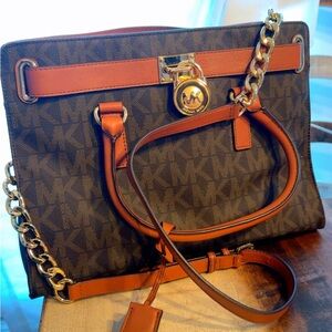 Michael Kors Dark Brown Shoulder Bag with Gold Chain